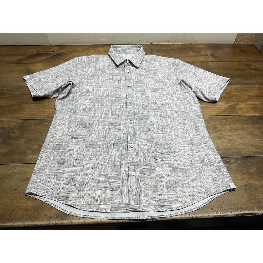 Lululemon Airing Easy Short Sleeve Shirt Medium Gray White Live In Practice